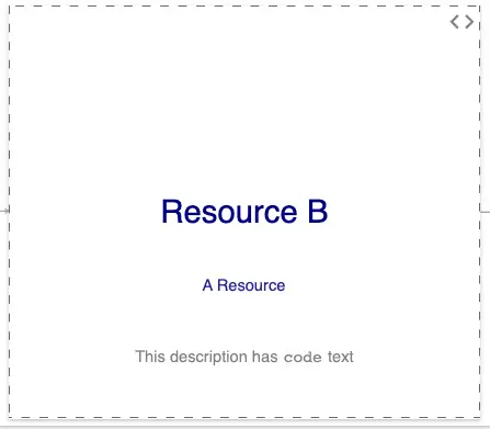 A resource with code text in the description