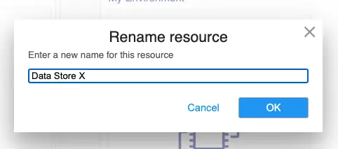 The rename resource dialog